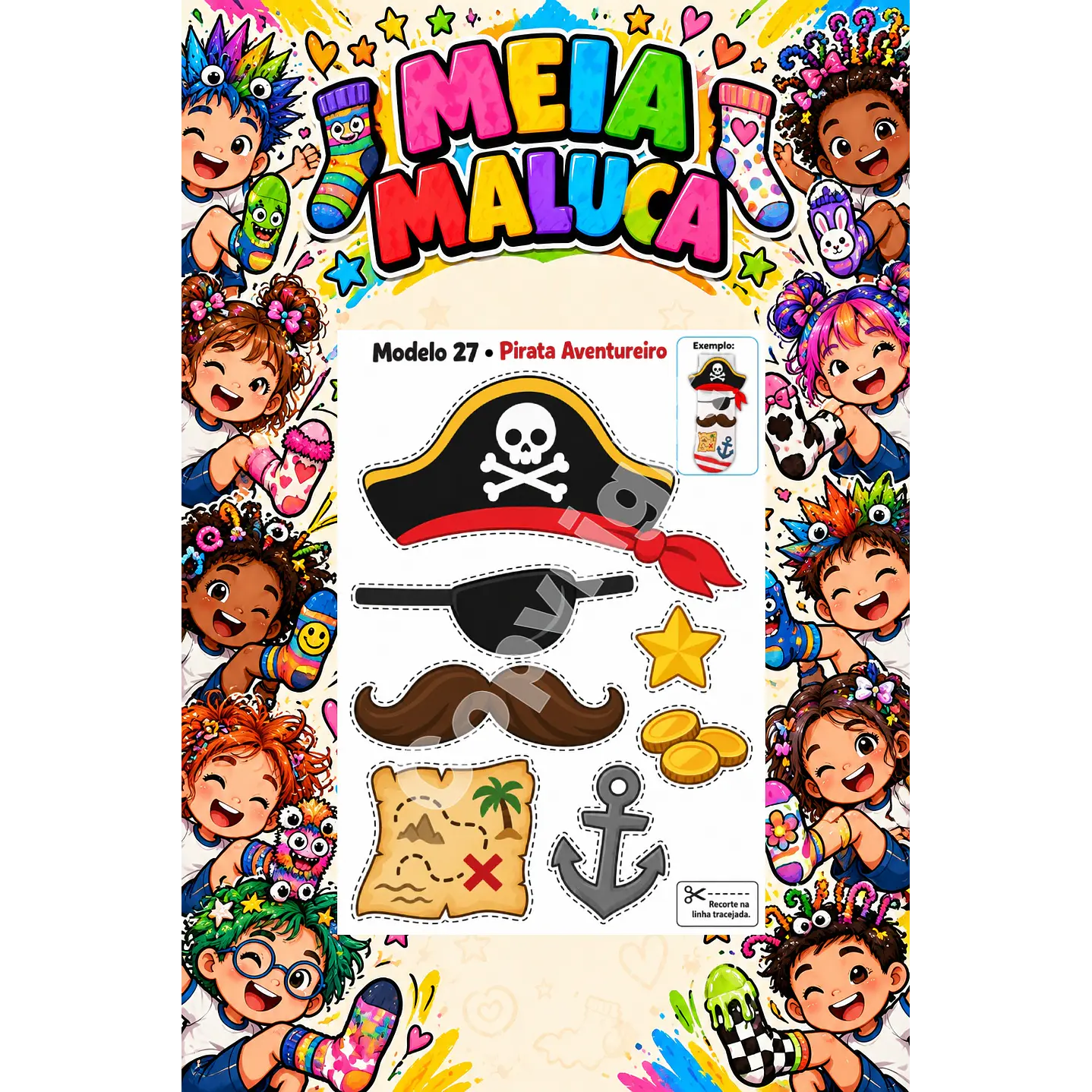 Pack 30 Moldes de Meia Maluca em PDF e PNG 16