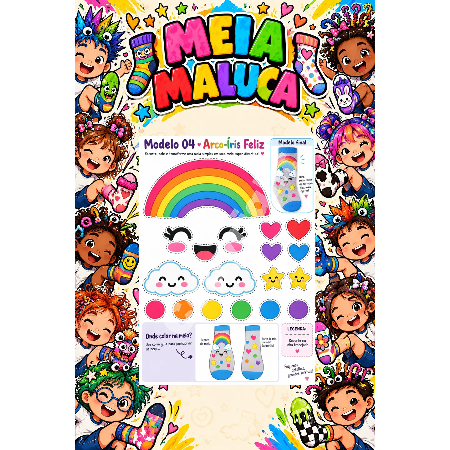 Pack 30 Moldes de Meia Maluca em PDF e PNG 24