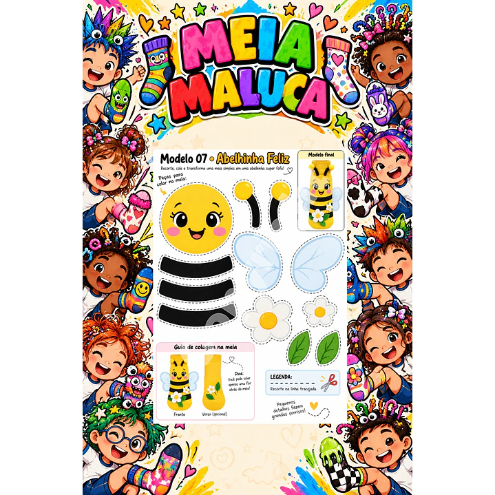 Pack 30 Moldes de Meia Maluca em PDF e PNG 27