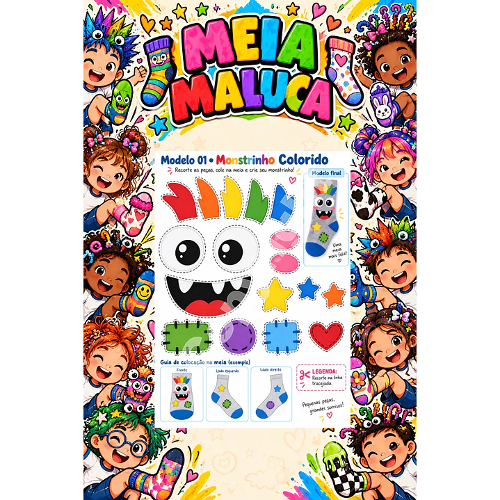 Pack 30 Moldes de Meia Maluca em PDF e PNG 29