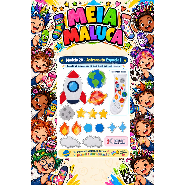 Pack 30 Moldes de Meia Maluca em PDF e PNG 30
