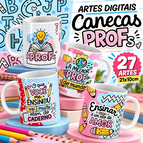 Artes para Canecas Dia do Professor em PNG