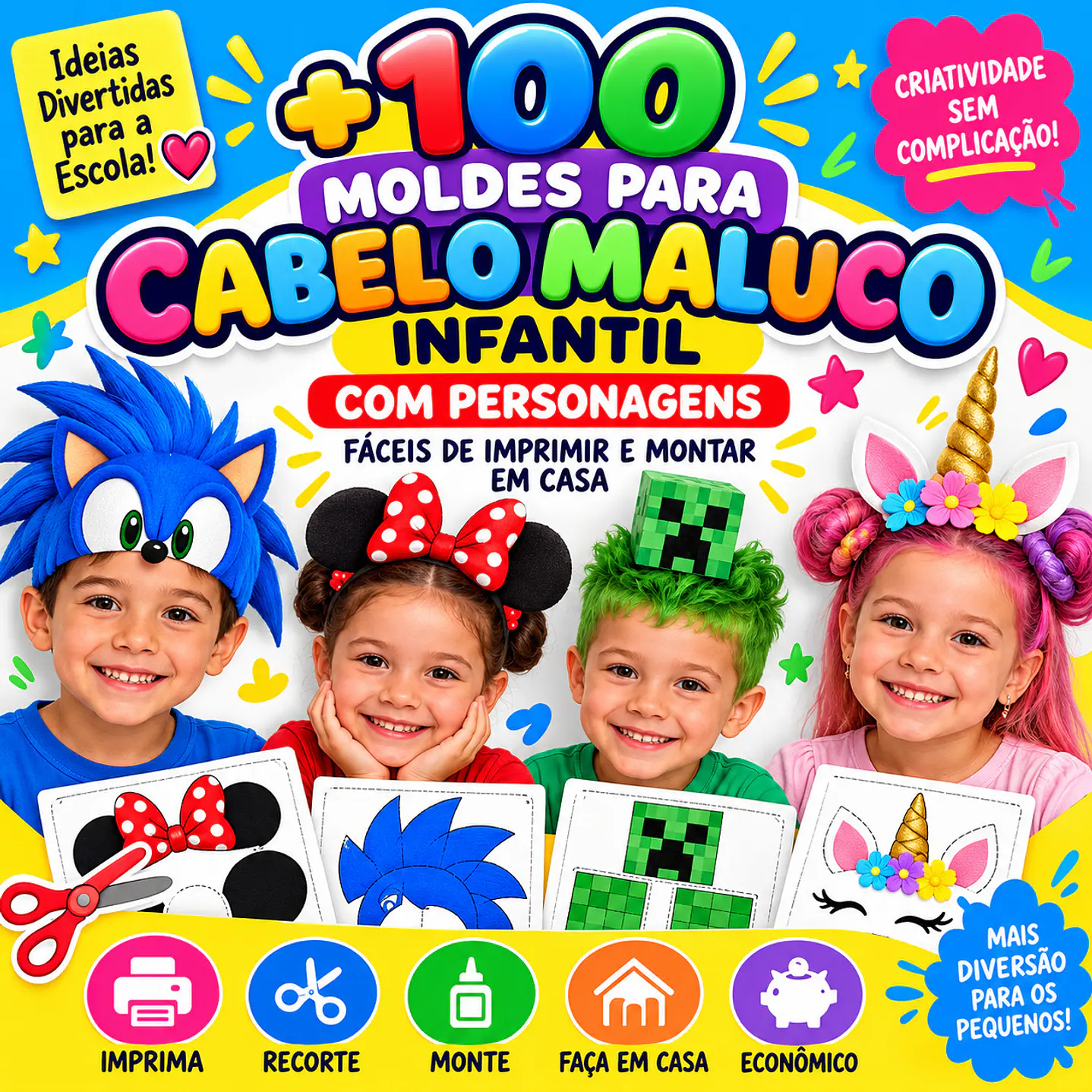 Kit Digital Cabelo Maluco Infantil PNG e PDF 1