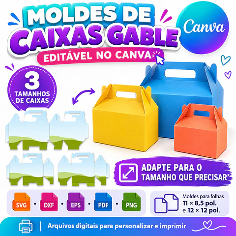 Molde de Caixa Maleta Editável no Canva