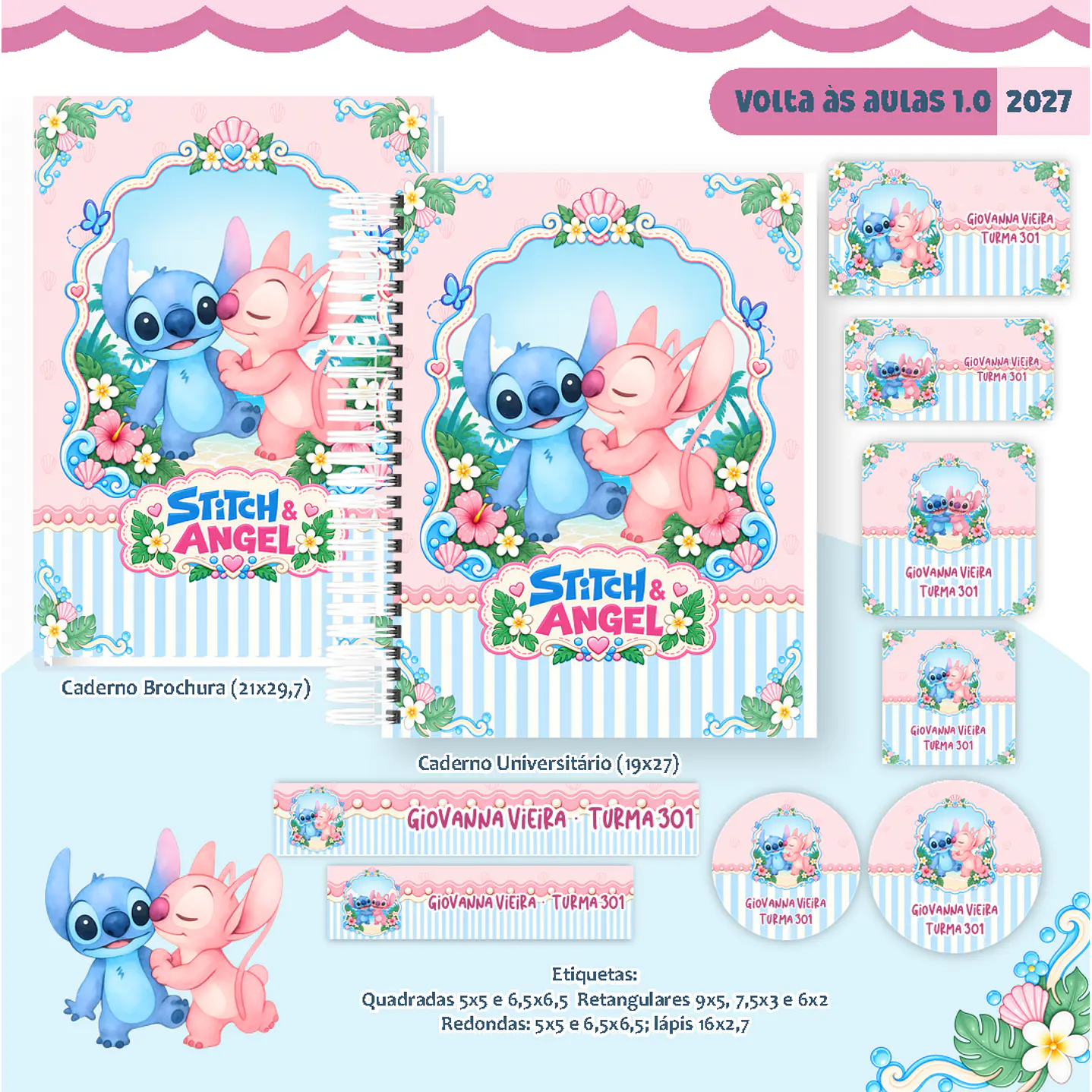 Kit Encadernação Stitch & Angel 2027 – Volta às Aulas 1