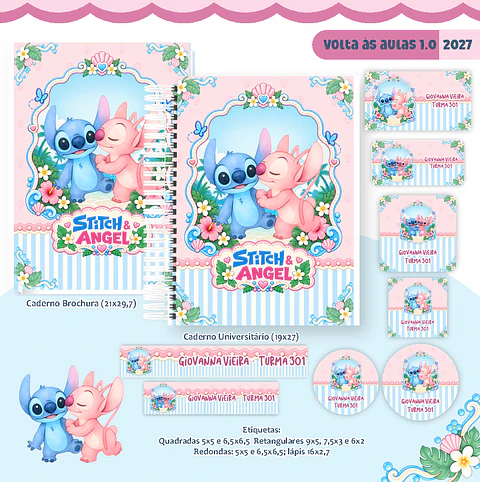 Kit Encadernação Stitch & Angel 2027 – Volta às Aulas