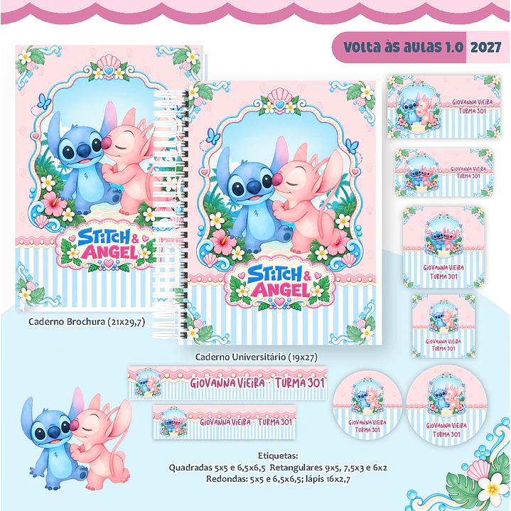 Kit Encadernação Stitch & Angel 2027 – Volta às Aulas 1