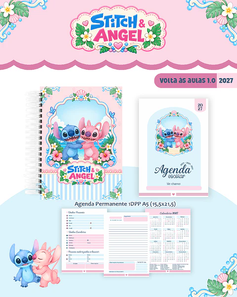 Kit Encadernação Stitch & Angel 2027 – Volta às Aulas