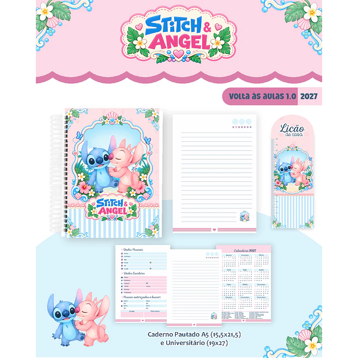 Kit Encadernação Stitch & Angel 2027 – Volta às Aulas 3