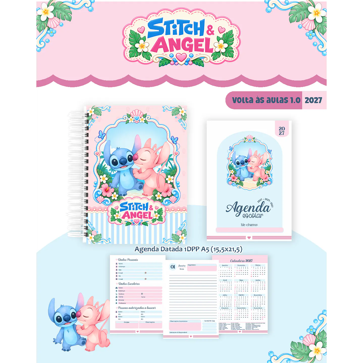 Kit Encadernação Stitch & Angel 2027 – Volta às Aulas 4