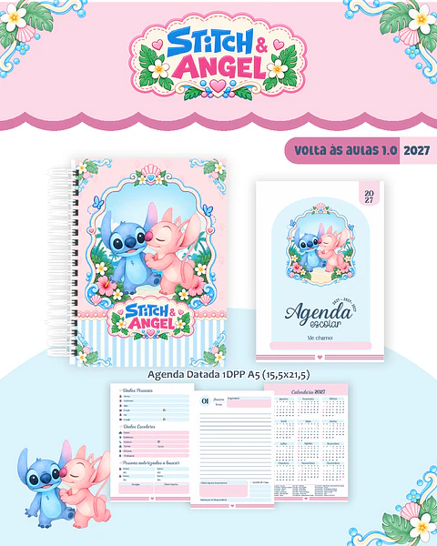 Kit Encadernação Stitch & Angel 2027 – Volta às Aulas