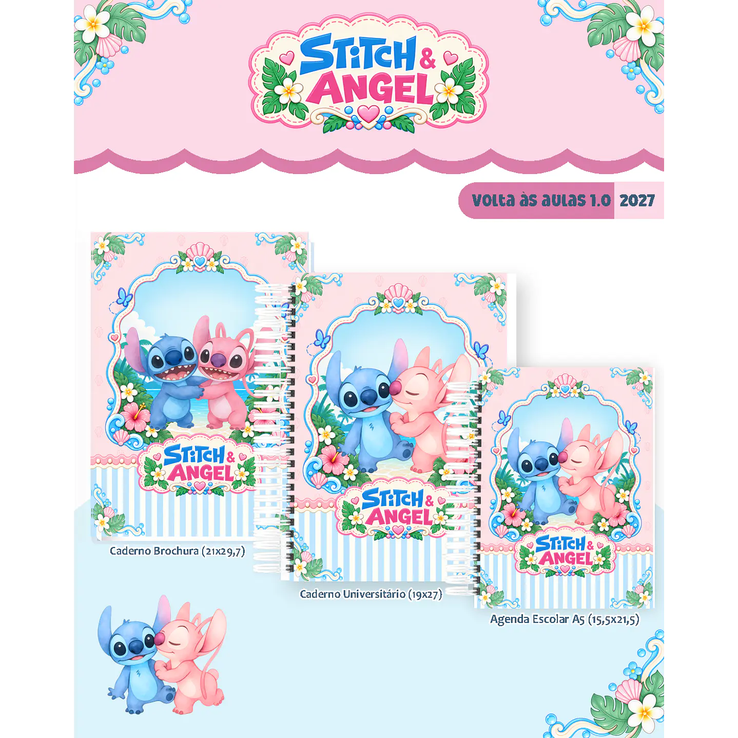 Kit Encadernação Stitch & Angel 2027 – Volta às Aulas 6