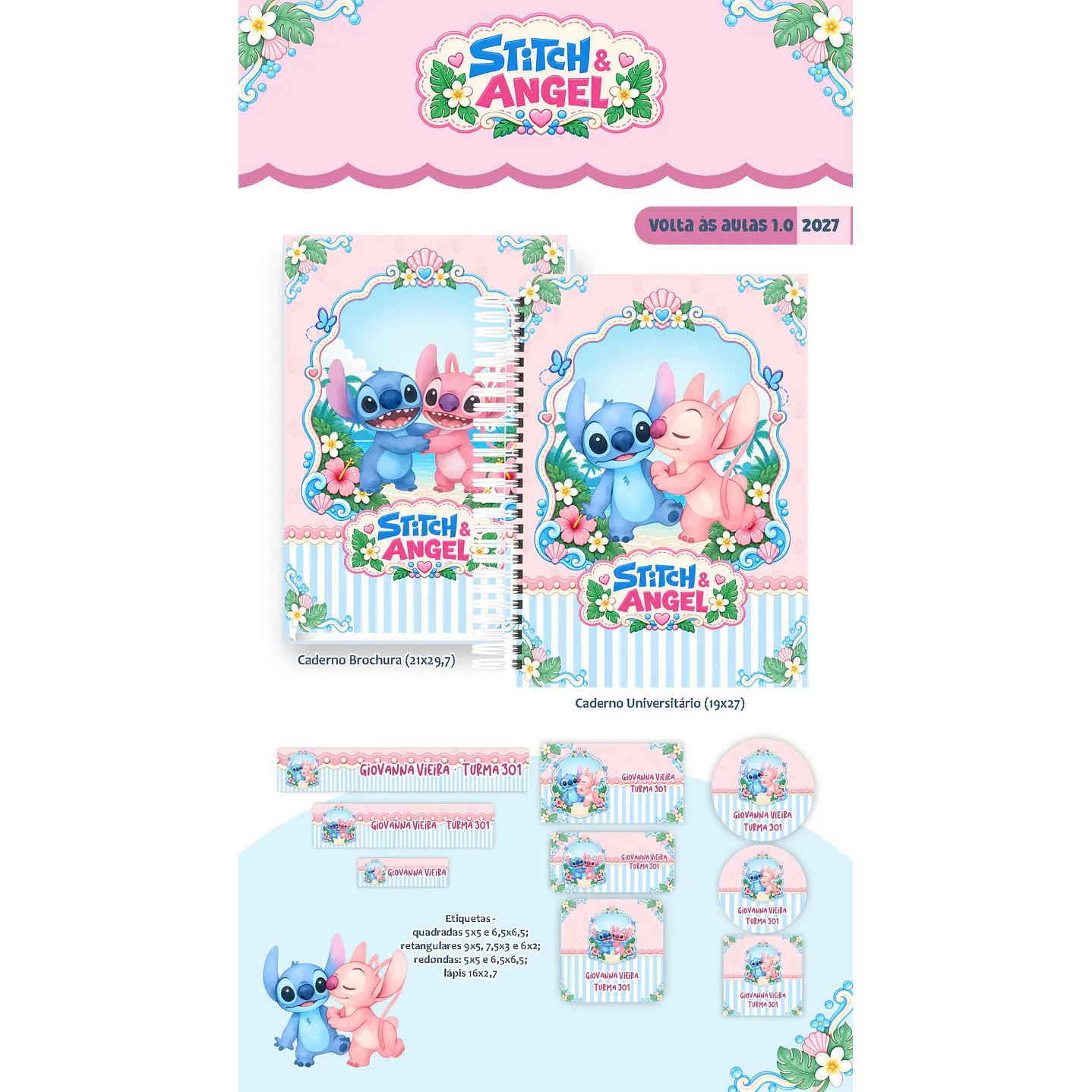 Kit Encadernação Stitch & Angel 2027 – Volta às Aulas 7