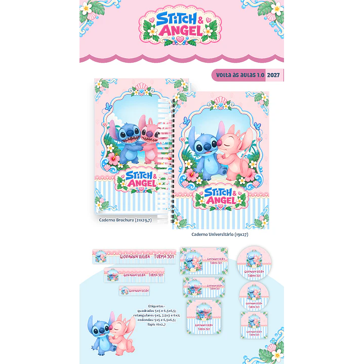 Kit Encadernação Stitch & Angel 2027 – Volta às Aulas 7