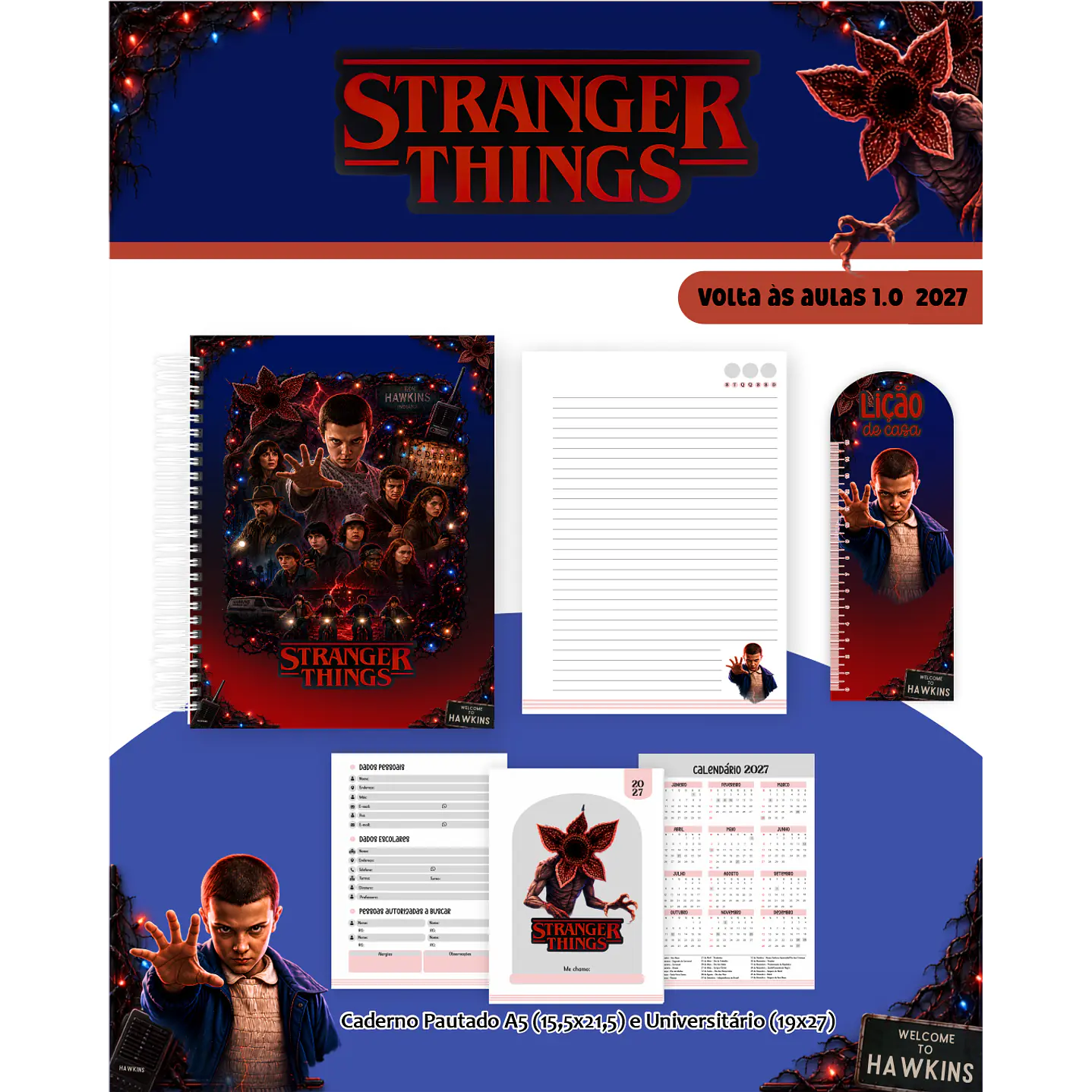 Kit Encadernação Stranger Things 2027 – Volta às Aulas 4