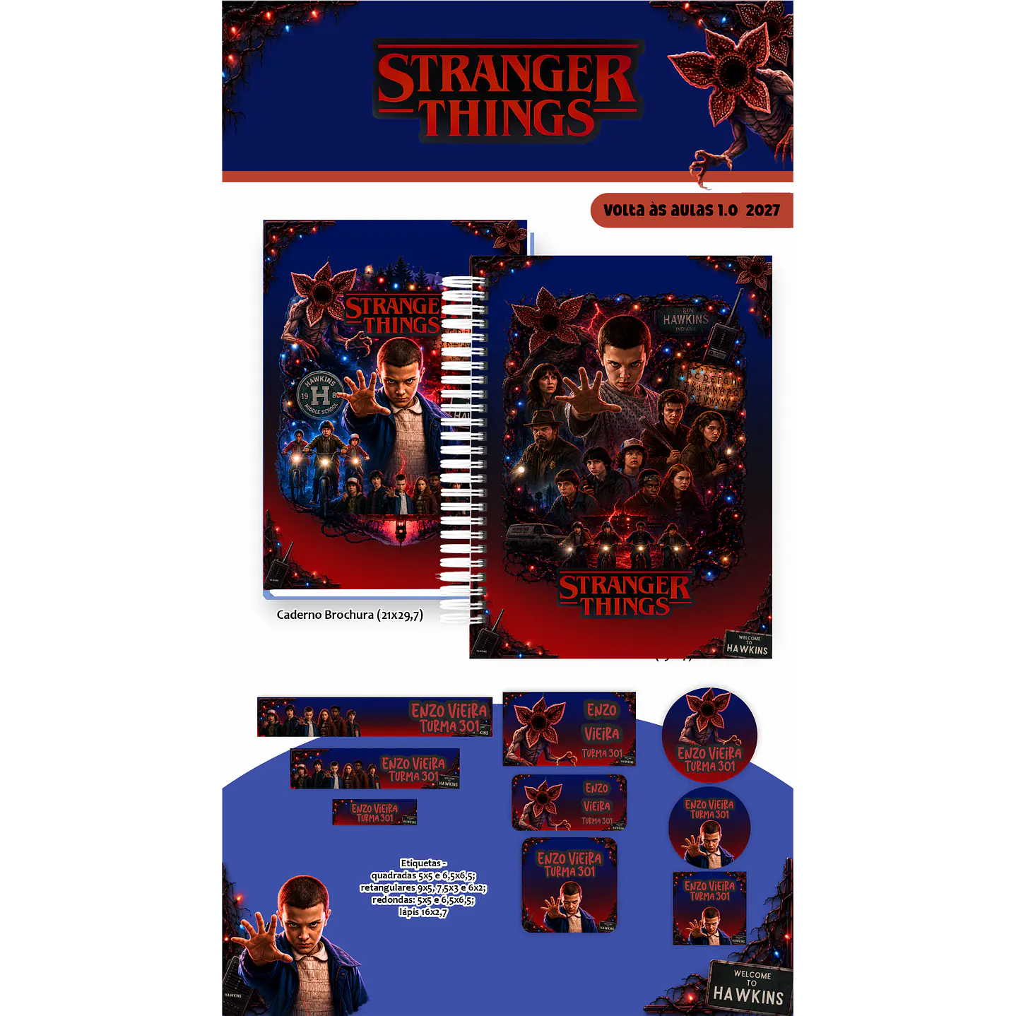 Kit Encadernação Stranger Things 2027 – Volta às Aulas 7