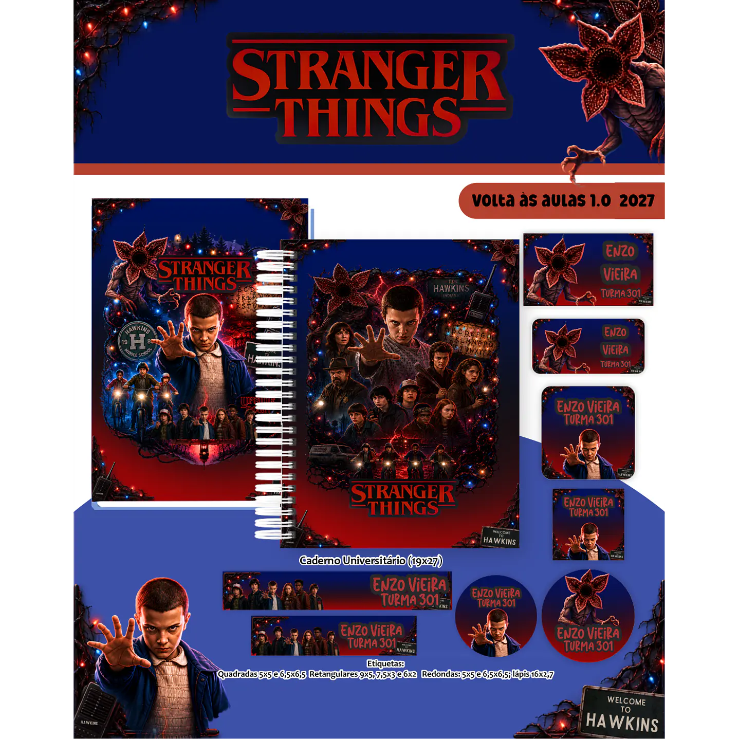 Kit Encadernação Stranger Things 2027 – Volta às Aulas 3