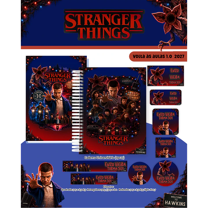 Kit Encadernação Stranger Things 2027 – Volta às Aulas 3
