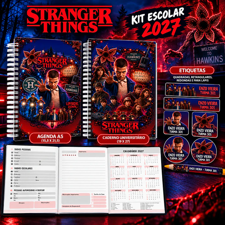 Kit Encadernação Stranger Things 2027 – Volta às Aulas 1