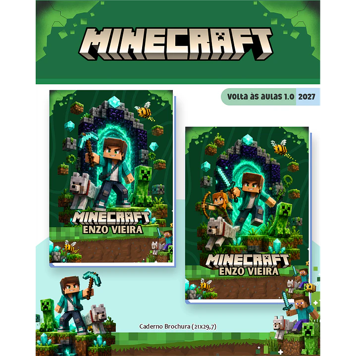 Kit Encadernação Minecraft 2027 – Volta às Aulas 8