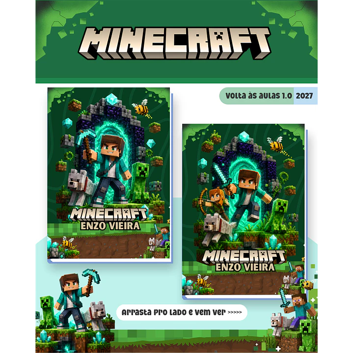 Kit Encadernação Minecraft 2027 – Volta às Aulas 10