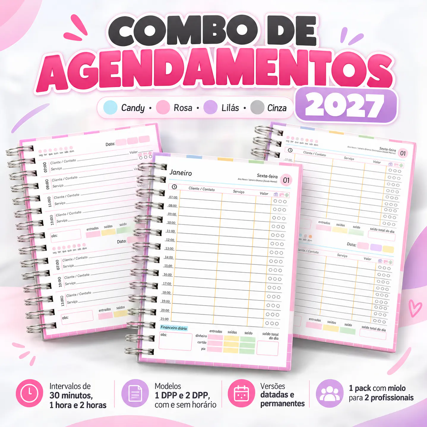 Combo de Agendamentos 2027 com Miolos em PDF 1