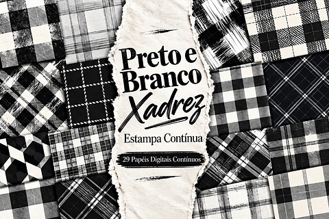 Papéis Digitais Preto e Branco Xadrez