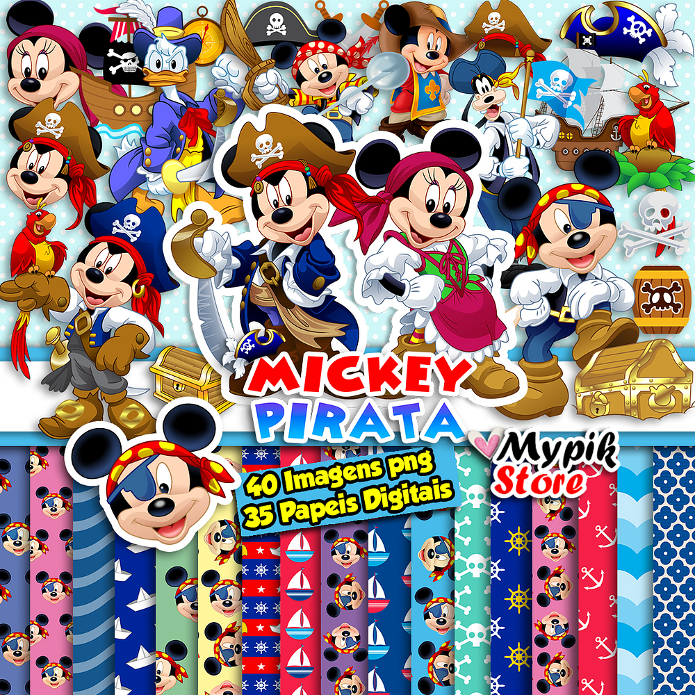 Kit Digital Mickey Pirata