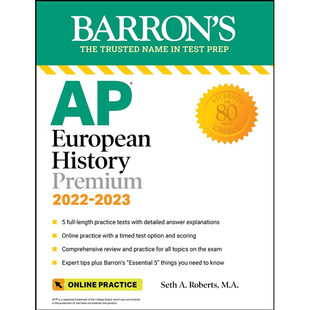 AP European History Premium, 2022-2023: 5 Practice Tests + Comprehensive Review