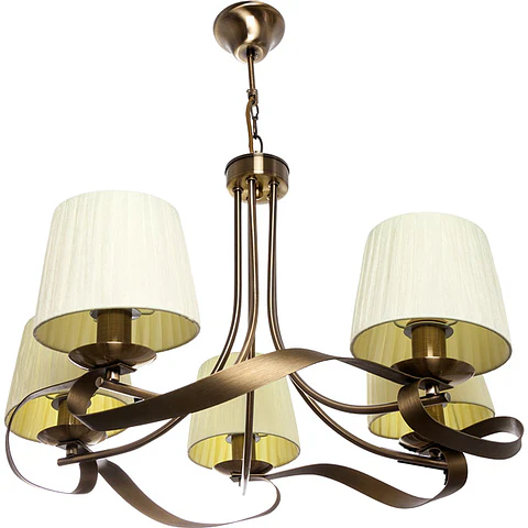 Candeeiro de tecto CLEVELAND 5xE14 Alt.Reg.xD.60cm oxidado/bege