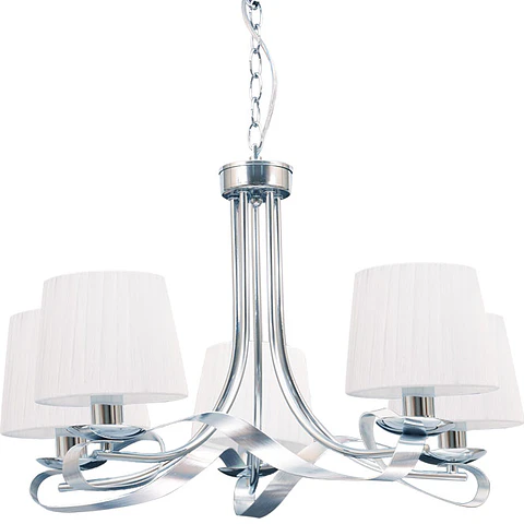 Candeeiro de tecto CLEVELAND 5xE27 Alt.Reg.xD.60cm cromado/branco