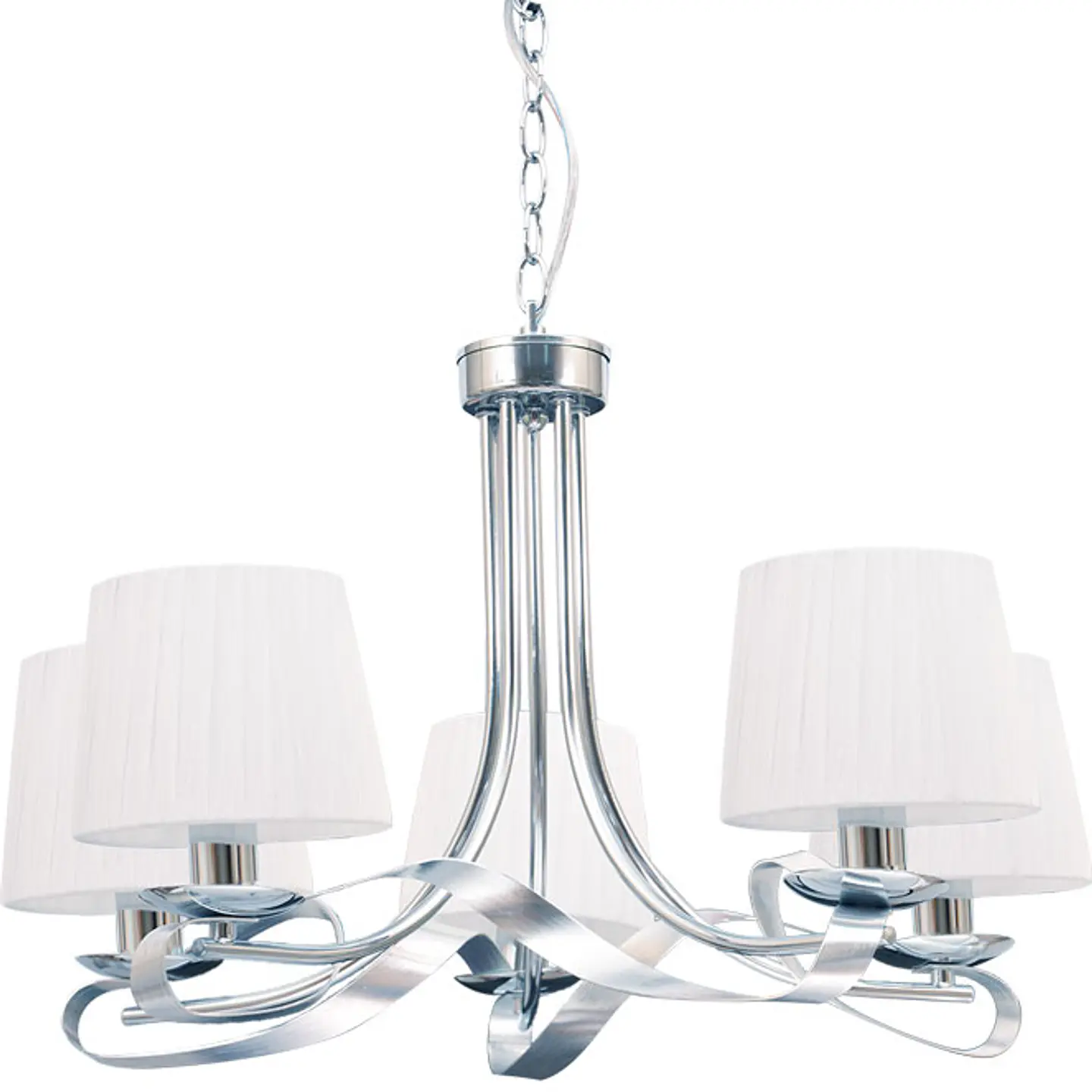 Candeeiro de tecto CLEVELAND 5xE27 Alt.Reg.xD.60cm cromado/branco 1