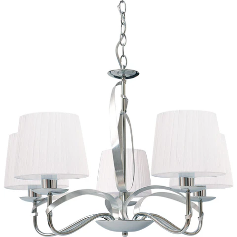 Candeeiro de tecto DETROIT 5xE14 Alt.Reg.xD.60cm cromado/branco