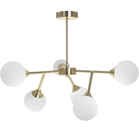 Candeeiro de tecto ANALU 6xG9 Alt.45xD.60cm dourado/branco