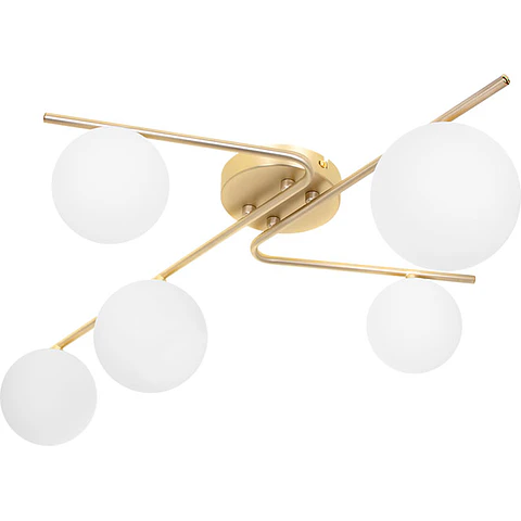Plafond ANALU 5xG9 C.79xL.49xAlt.17cm dourado/branco