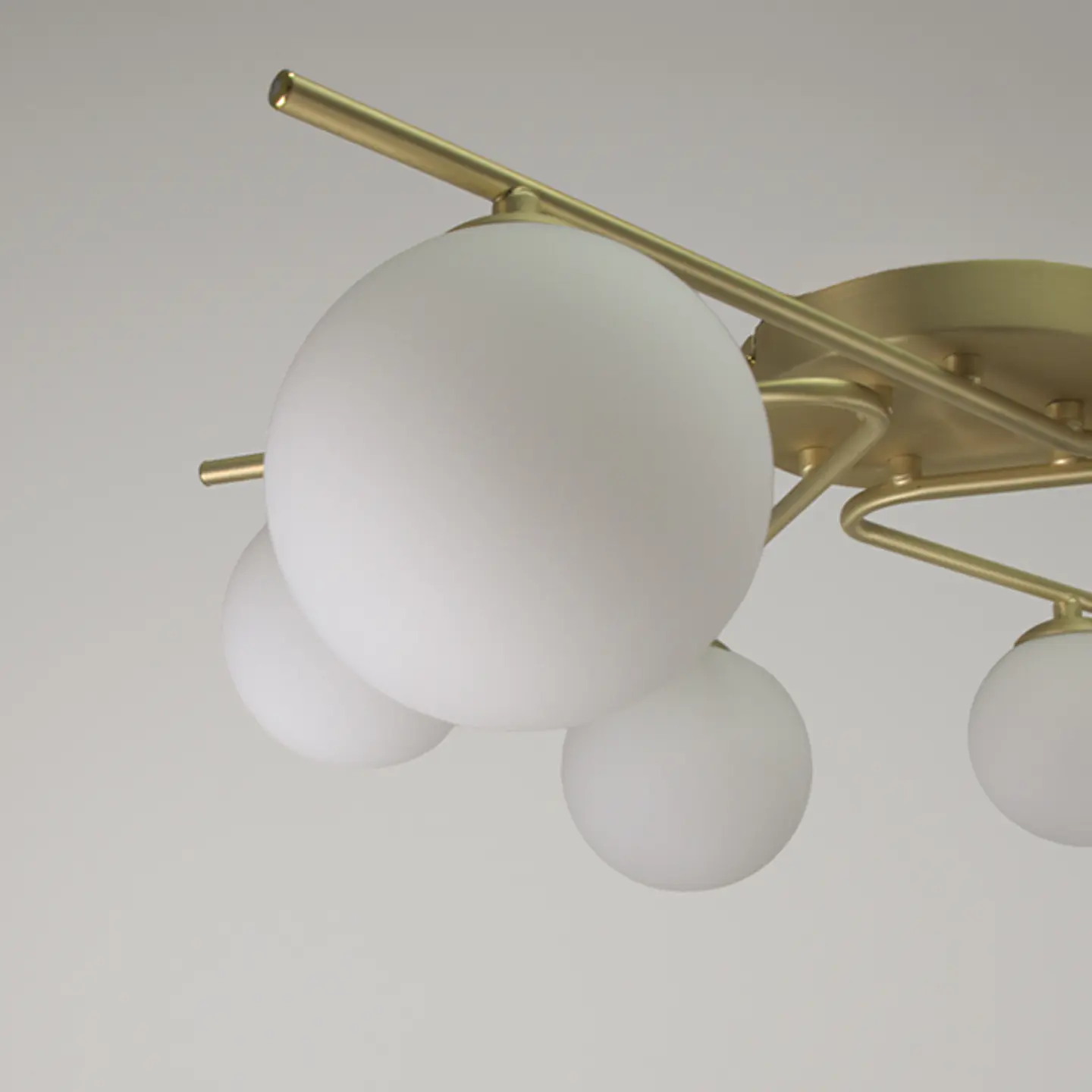 Candeeiro de tecto ANALU 6xG9 Alt.17xD.60cm dourado/branco 2