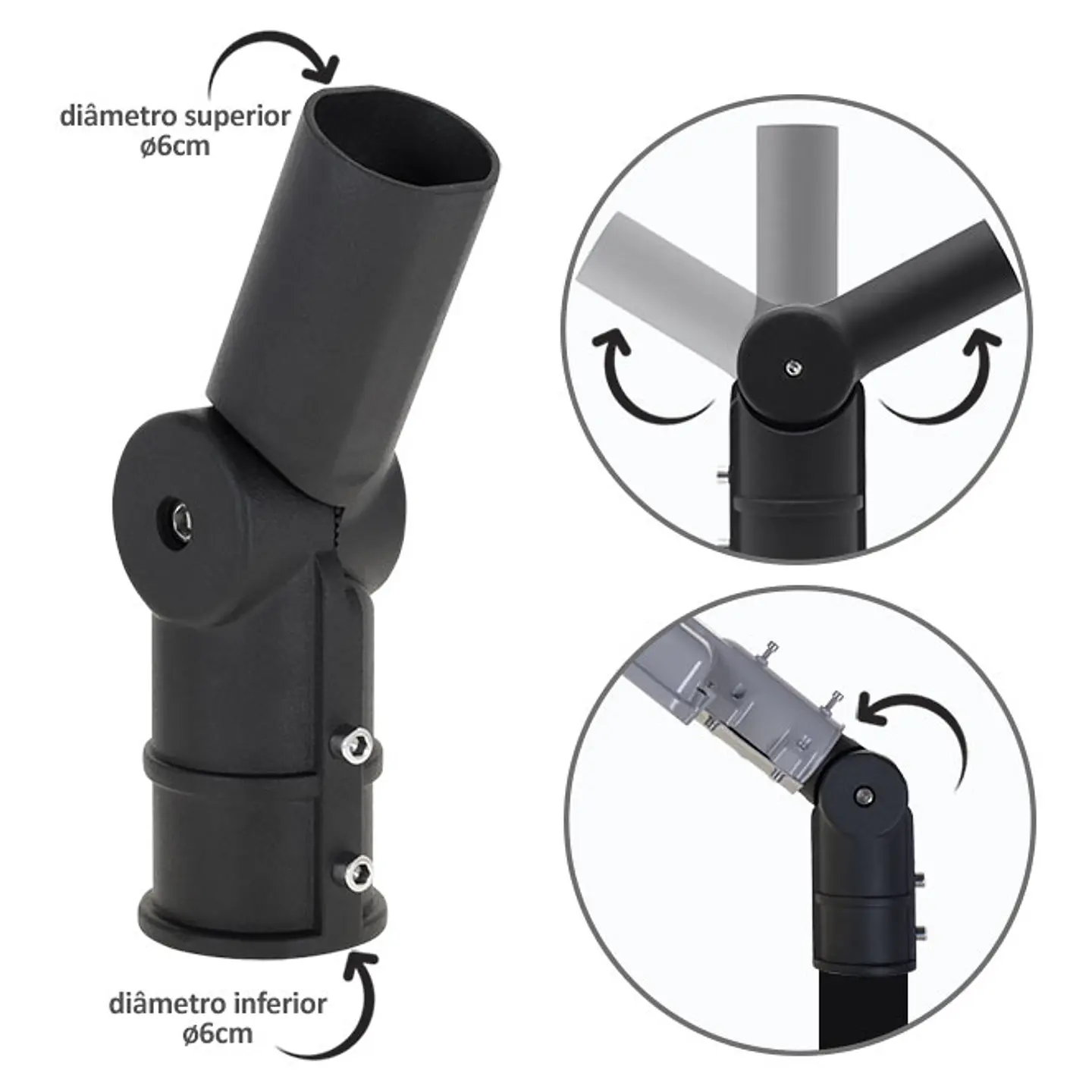 Adaptador angular (joelho) p/aplique de rua 60/60 Alt.26,2cm preto 1