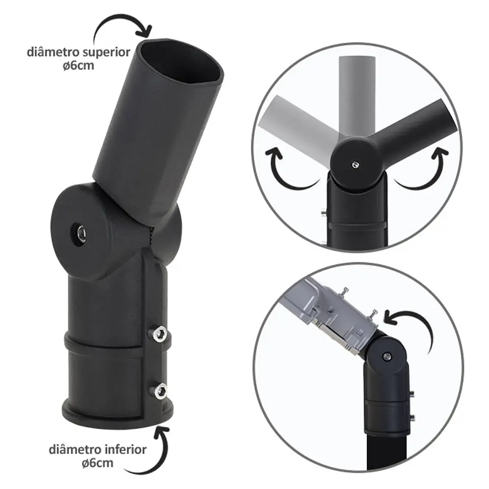 Adaptador angular (joelho) p/aplique de rua 60/60 Alt.26,2cm preto 1