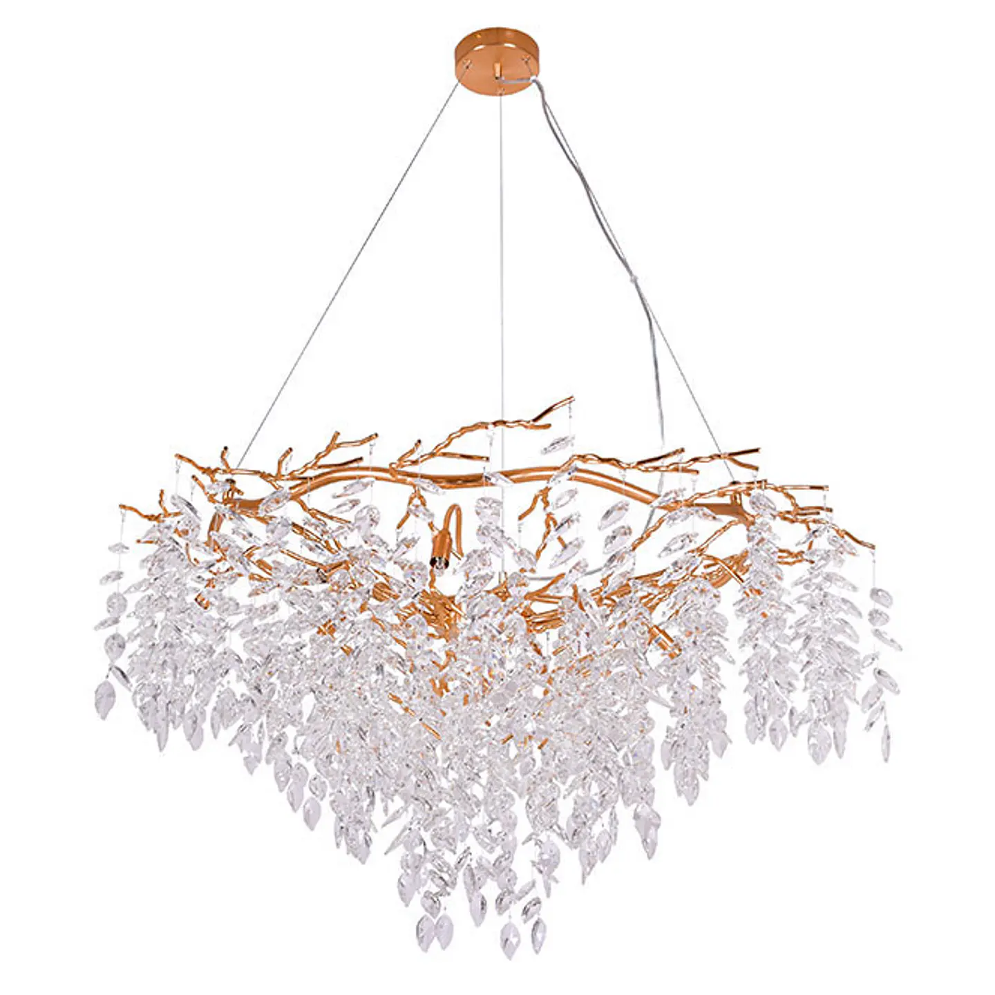 Candeeiro de tecto SAPPORO 10xG9 Alt.Reg.xD.120cm com cristais transparentes e armação dourada 1