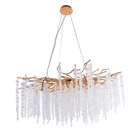 Candeeiro de tecto CHAMONIX 18xG9 Alt.Reg.xD.120cm com cristais transparentes e armação dourada