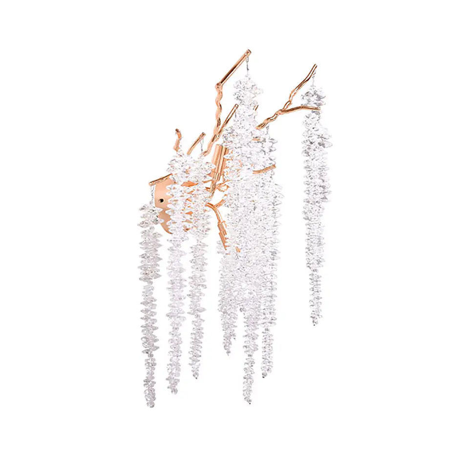 Aplique CHAMONIX 3xG9 C.28xL.30xAlt.45cm com cristais transparentes e armação dourada 1