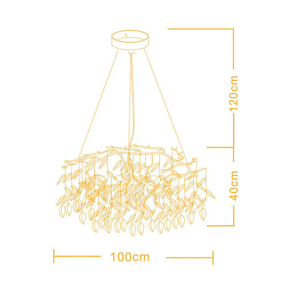 Candeeiro de tecto SAPPORO 10xG9 Alt.Reg.xD.120cm com cristais transparentes e armação dourada 3