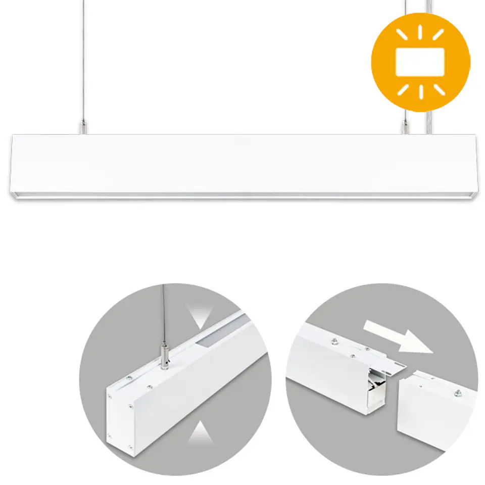 Barra suspensa LINEX B2 60cm 1x20W LED+1x8W LED 1600lm 4000K 110° C.57xL.4xAlt.Reg.cm branco 1