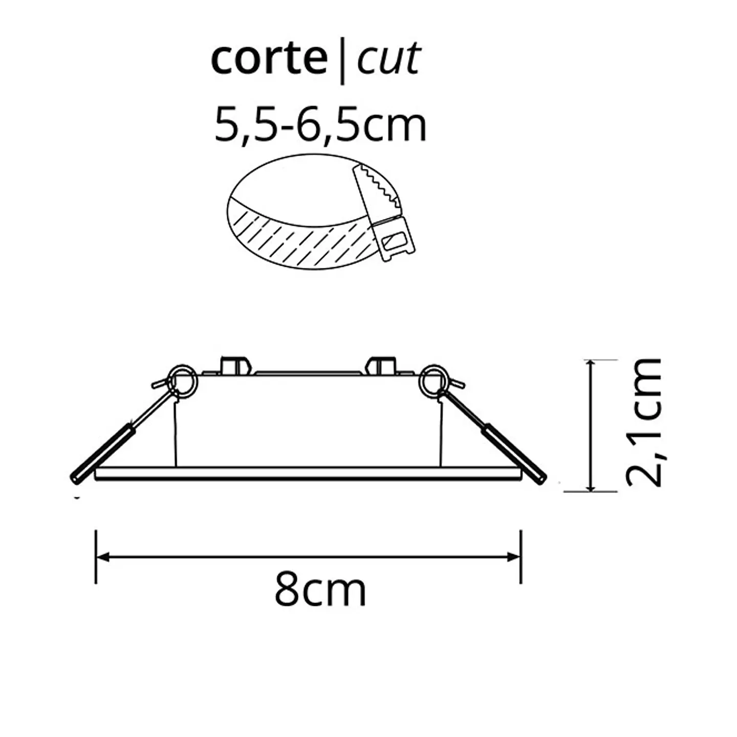 Aro de encastrar INTECA redondo fixo com terra Alt.2,1xD.8cm níquel 2
