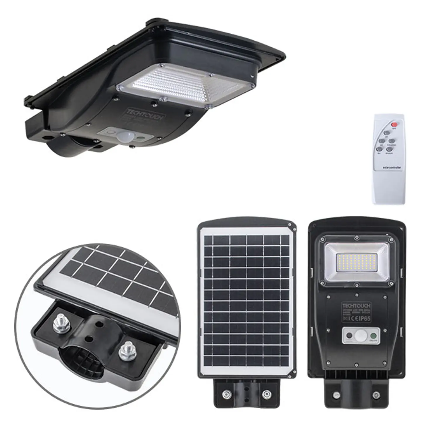 Aplique solar Solar Street Light com sensor IP65 1x50W LED 450lm 6400K C.18,7xL.36xAlt.5,5cm Preto 1