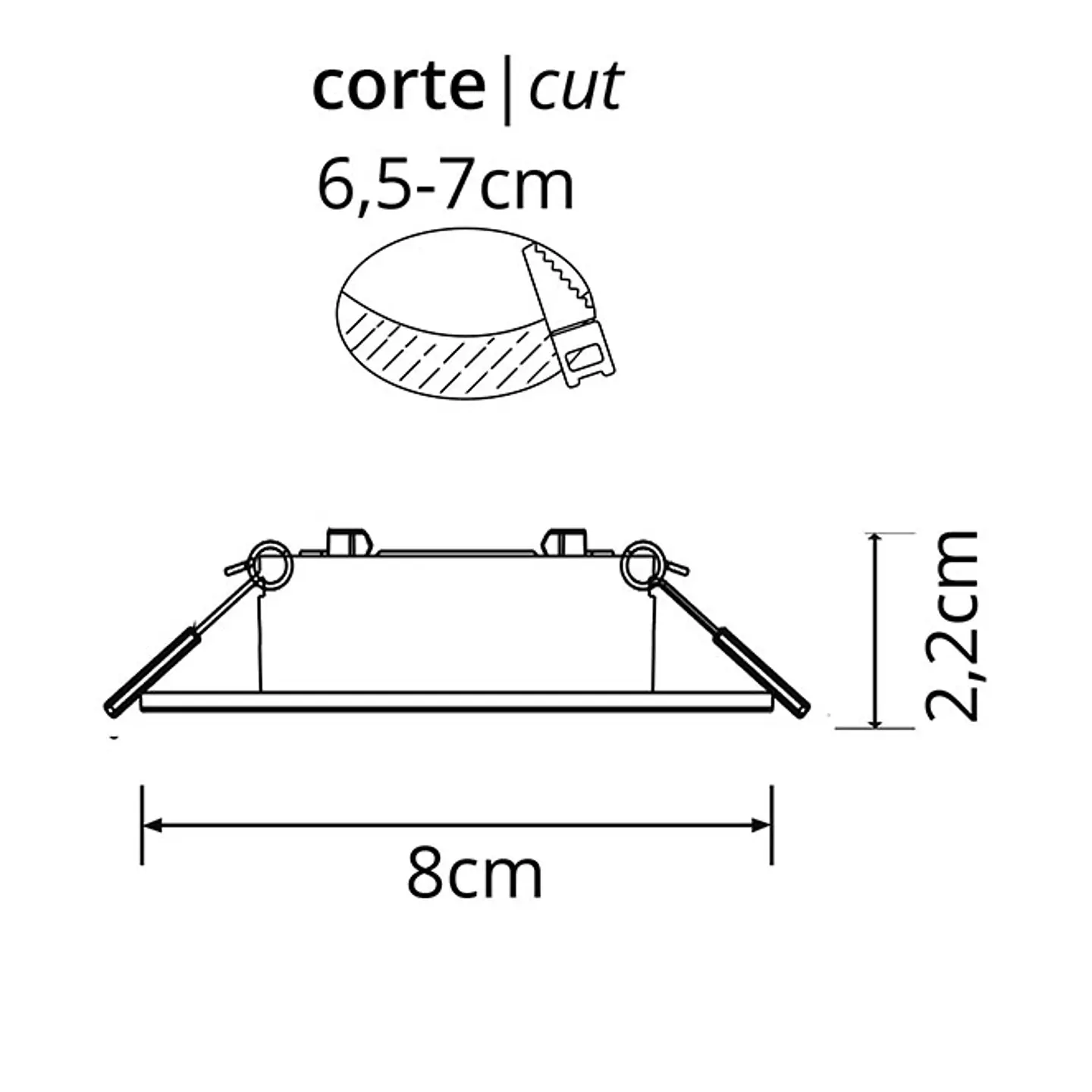 Aro de encastrar INTAKE quadrado rotativo com terra C.8xL.8xAlt.2,2cm níquel 2