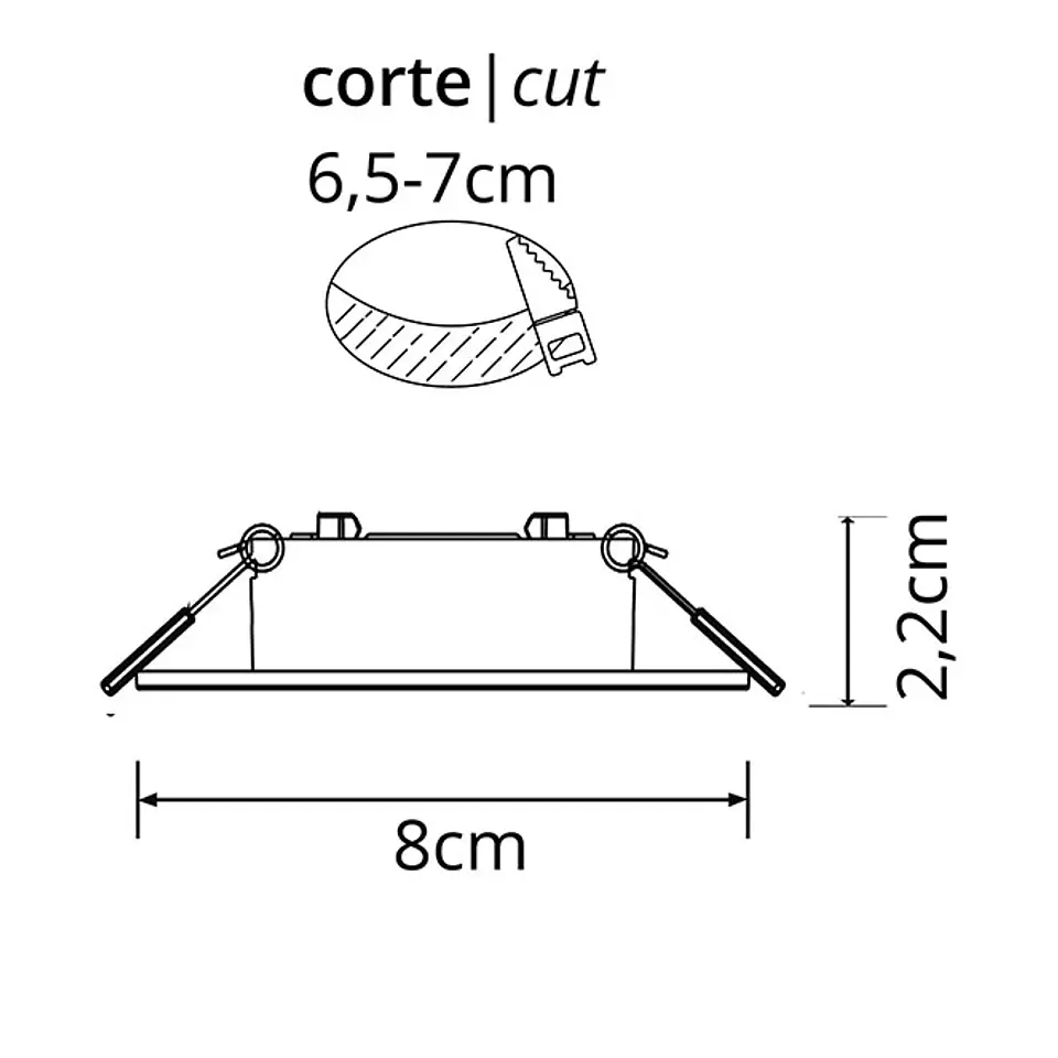 Aro de encastrar INTAKE quadrado rotativo com terra C.8xL.8xAlt.2,2cm níquel 2