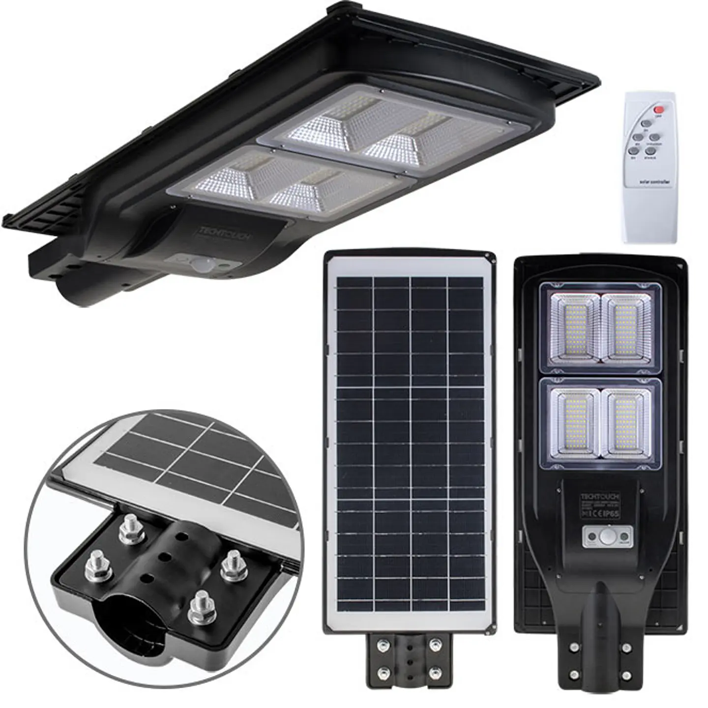 Aplique solar Solar Street Light com sensor IP65 1x200W LED 1300lm 6400K C.25xL.63xAlt.7cm Preto 1