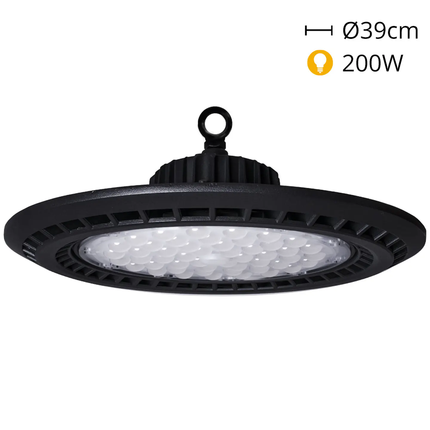 Campânula SUPERVISION IP65 1x200W LED 20000lm 6400K 90° Alt.18xD.39cm preto 1