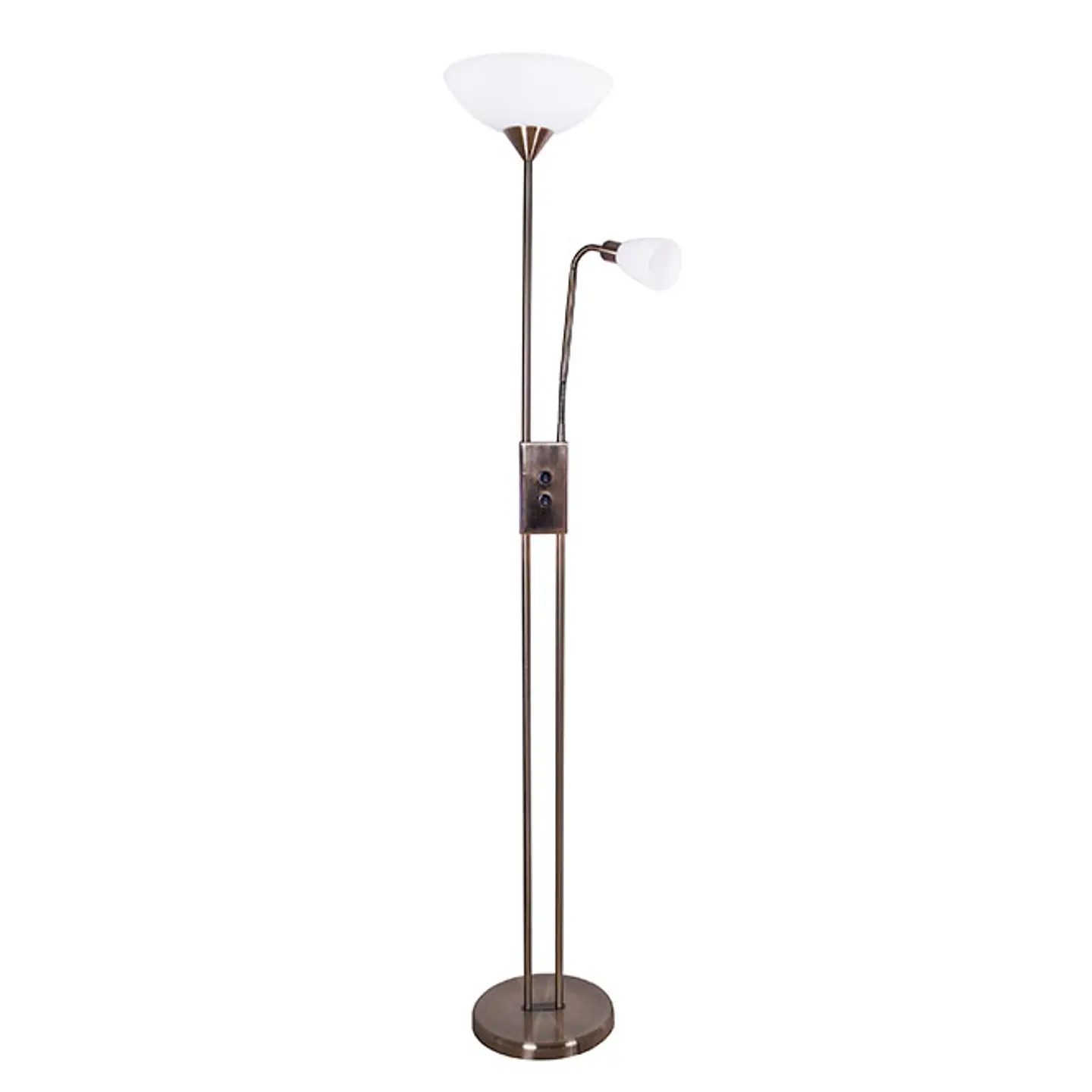 Candeeiro de pé MILANO com braço de leitura 1xE27+1xE14 Alt.178xD.30cm oxidado 1